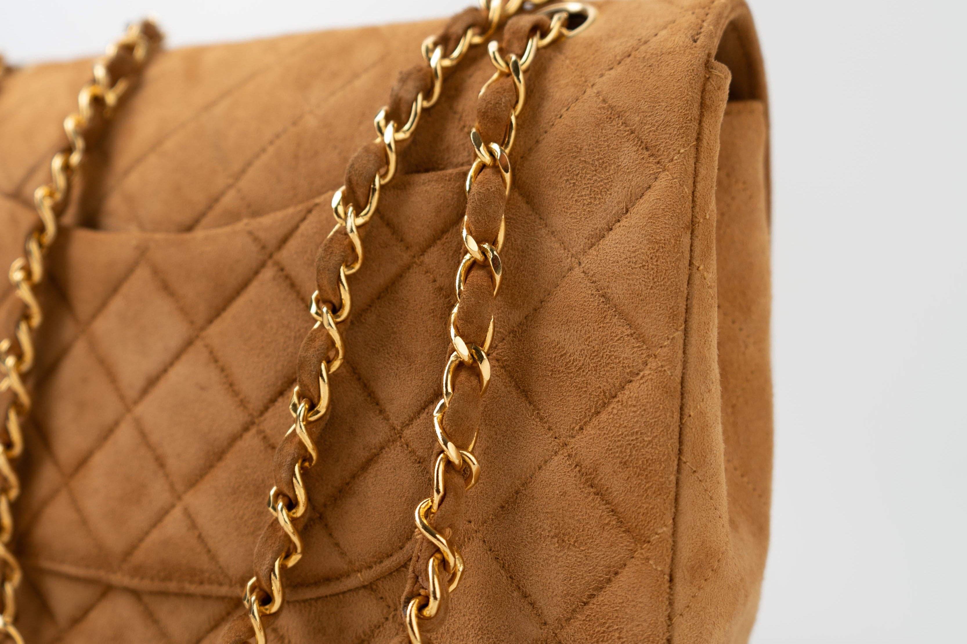 CHANEL Handbag Chanel Brown Suede Quilted Matelasse Single Flap  GHW -Knockoff
