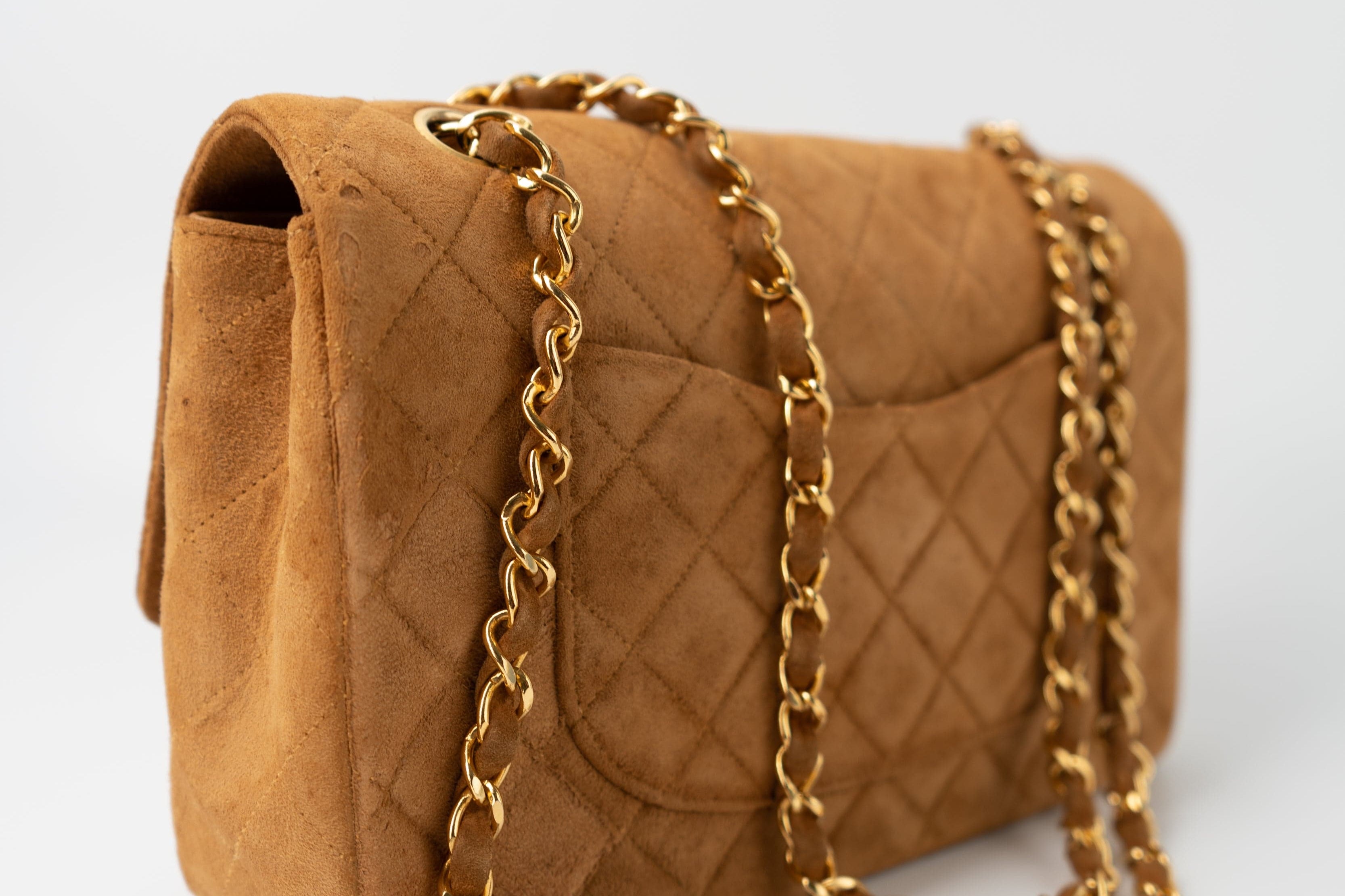 CHANEL Handbag Chanel Brown Suede Quilted Matelasse Single Flap  GHW -Knockoff
