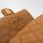 CHANEL Handbag Chanel Brown Suede Quilted Matelasse Single Flap  GHW -Knockoff
