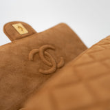 CHANEL Handbag Chanel Brown Suede Quilted Matelasse Single Flap  GHW -Knockoff
