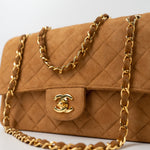 CHANEL Handbag Chanel Brown Suede Quilted Matelasse Single Flap  GHW -Knockoff
