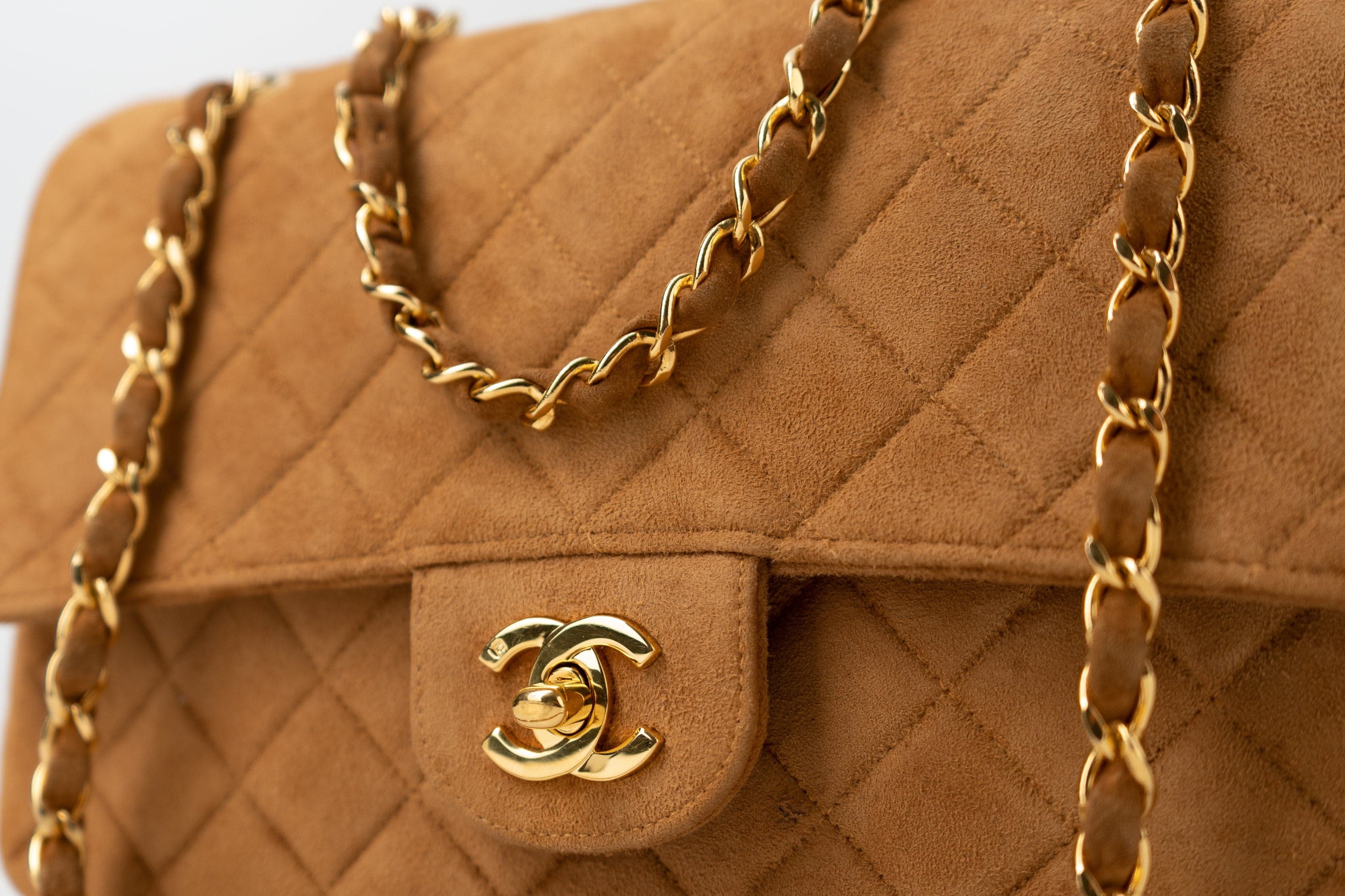 CHANEL Handbag Chanel Brown Suede Quilted Matelasse Single Flap  GHW -Knockoff
