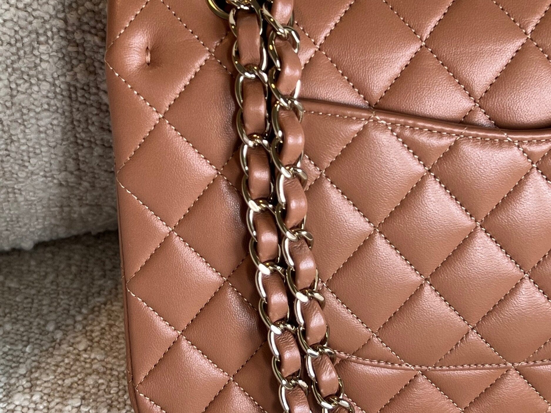 CHANEL Handbag Chanel Caramel Lambskin Quilted Classic Flap Medium LGHW -Knockoff
