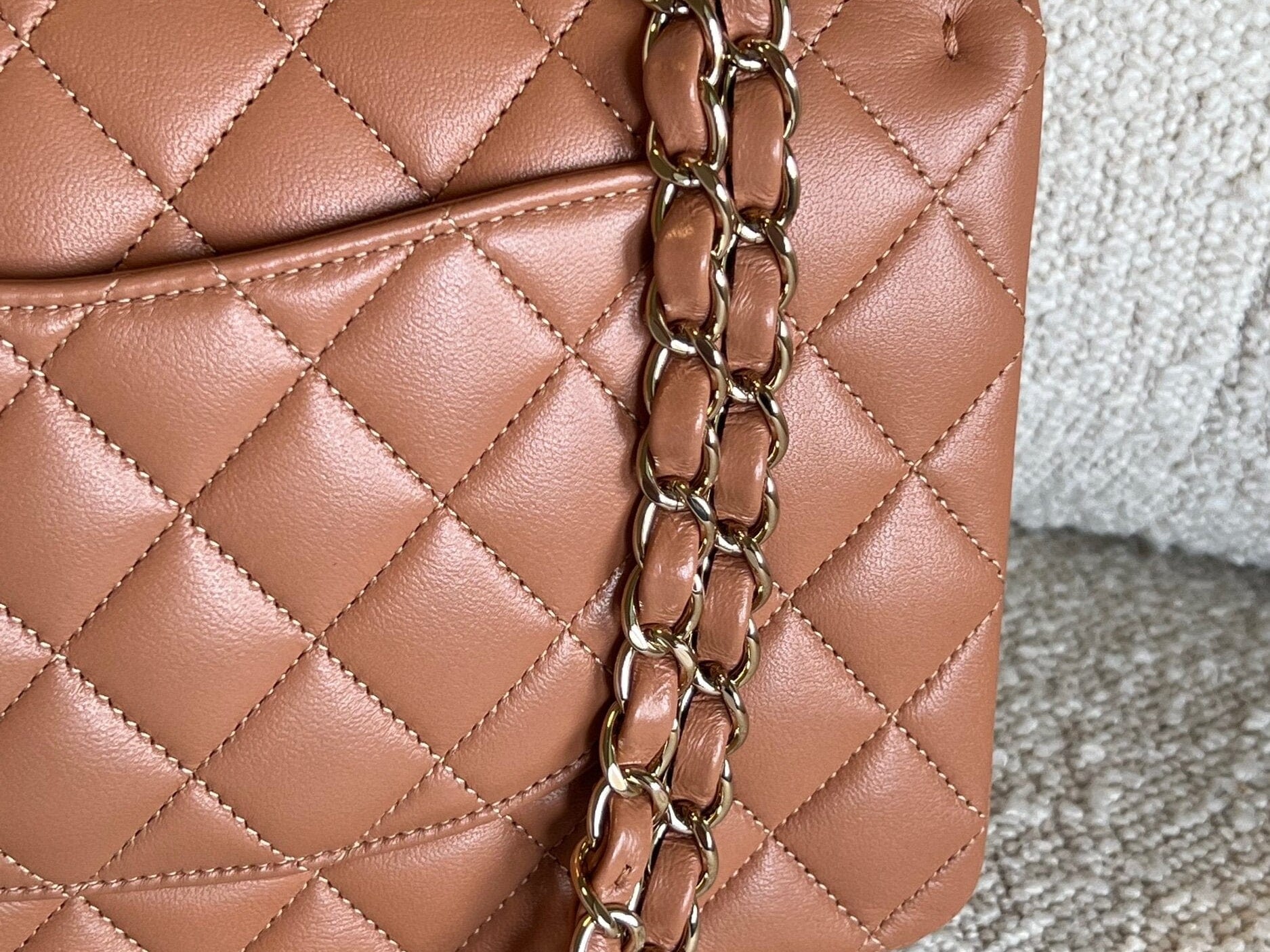 CHANEL Handbag Chanel Caramel Lambskin Quilted Classic Flap Medium LGHW -Knockoff
