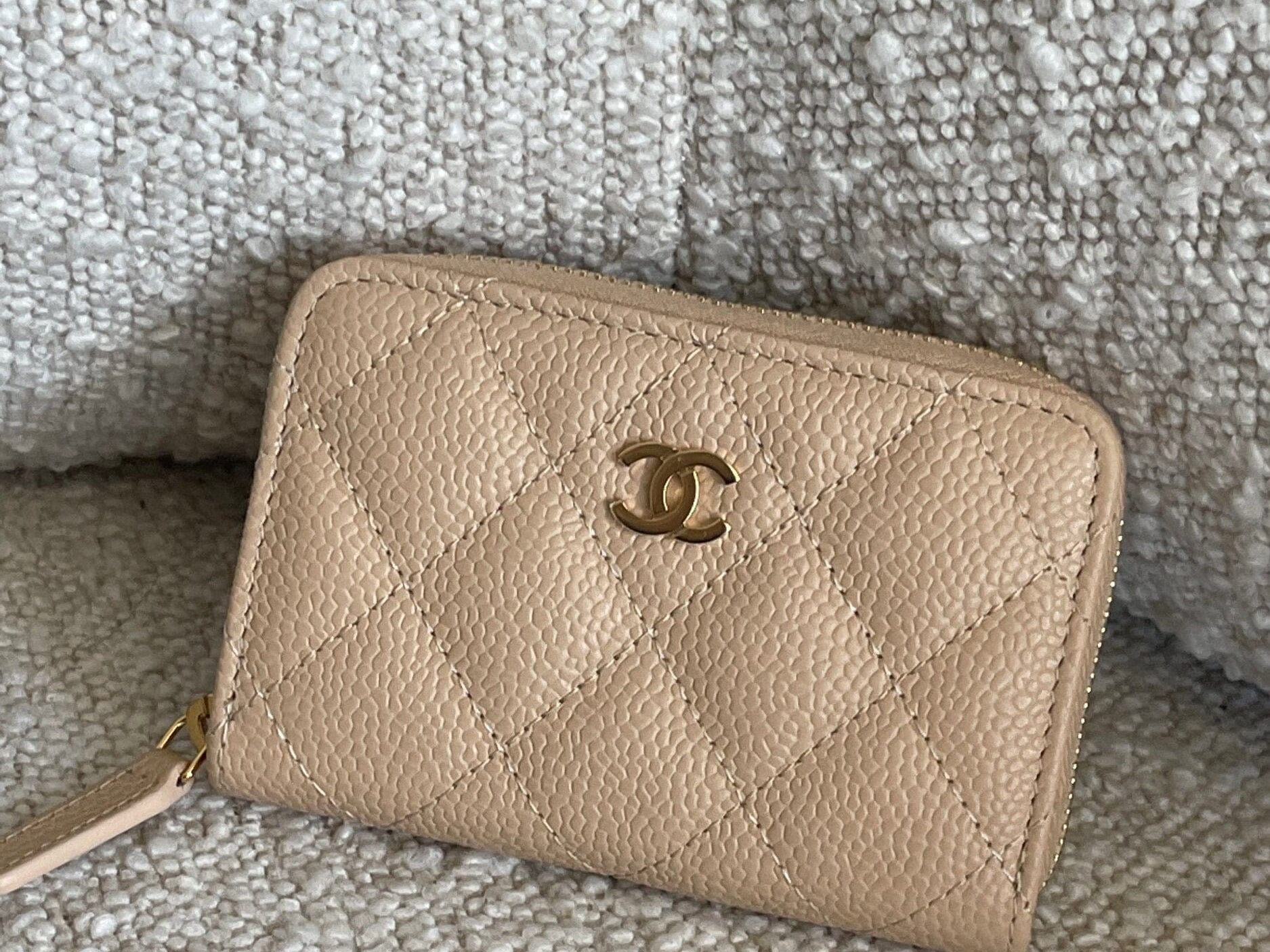 CHANEL Handbag Chanel Classic Zipped Coin Purse Beige -Knockoff
