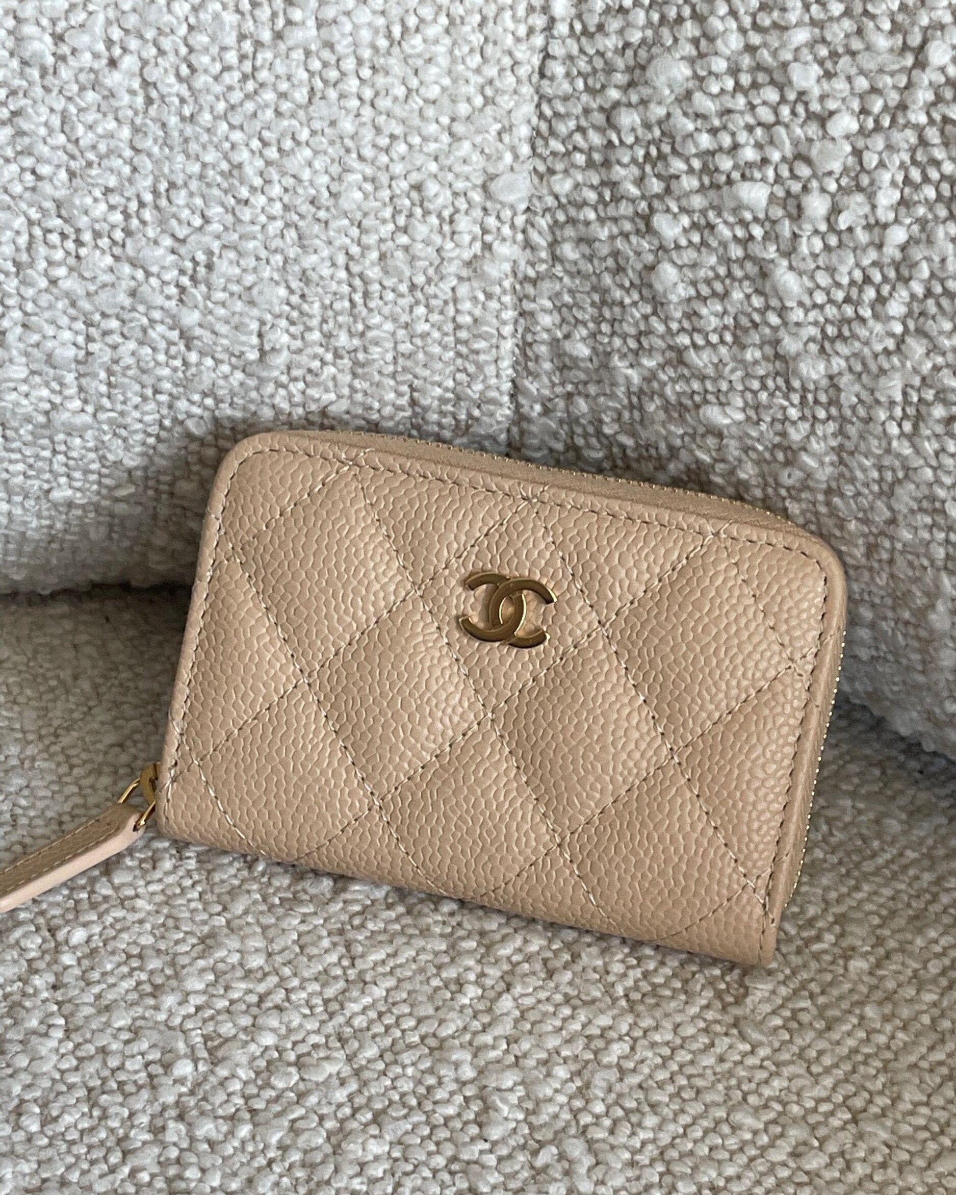 CHANEL Handbag Chanel Classic Zipped Coin Purse Beige -Knockoff
