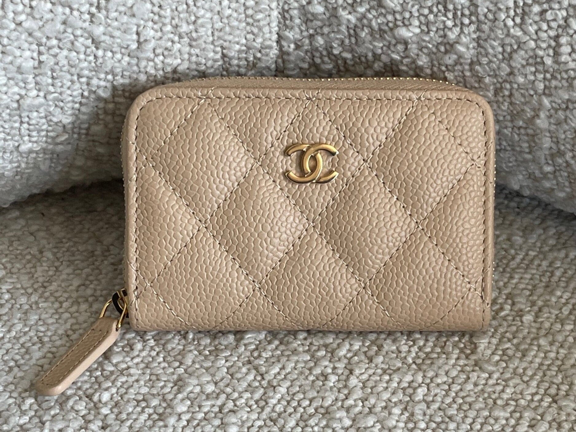 CHANEL Handbag Chanel Classic Zipped Coin Purse Beige -Knockoff
