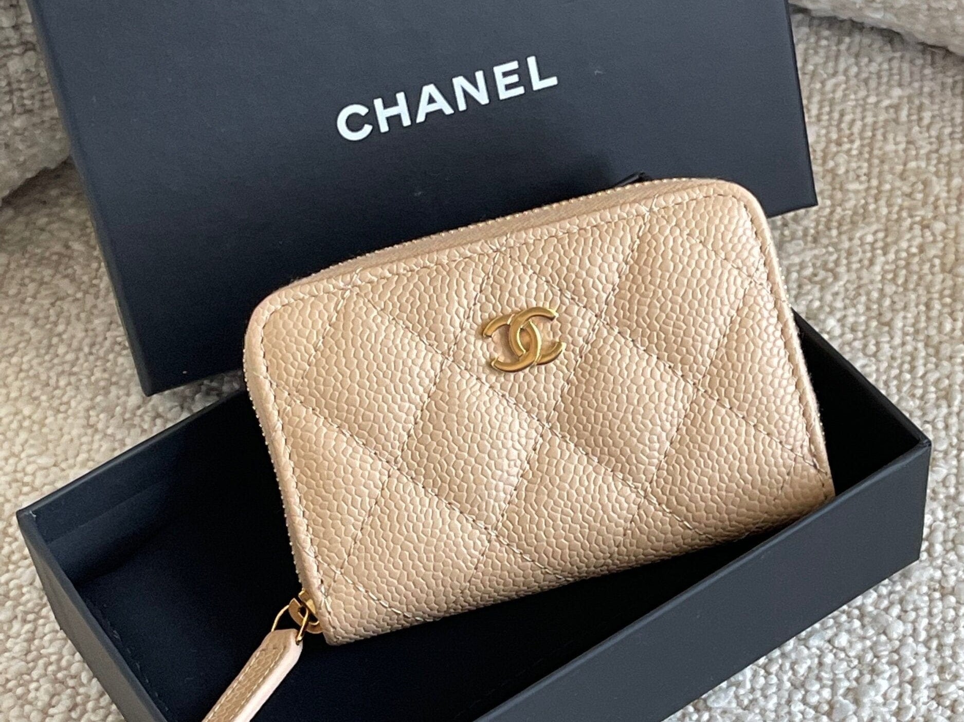 CHANEL Handbag Chanel Classic Zipped Coin Purse Beige -Knockoff
