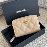 CHANEL Handbag Chanel Classic Zipped Coin Purse Beige -Knockoff
