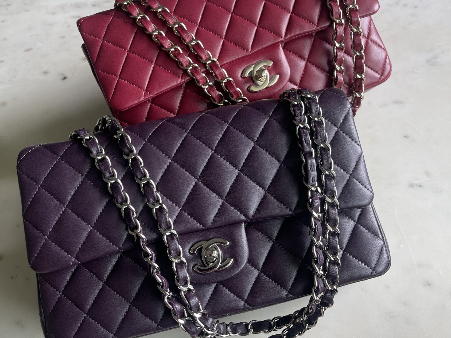 CHANEL Handbag Chanel Dark Purple Lambskin Quilted Classic Flap Medium SHW -Knockoff
