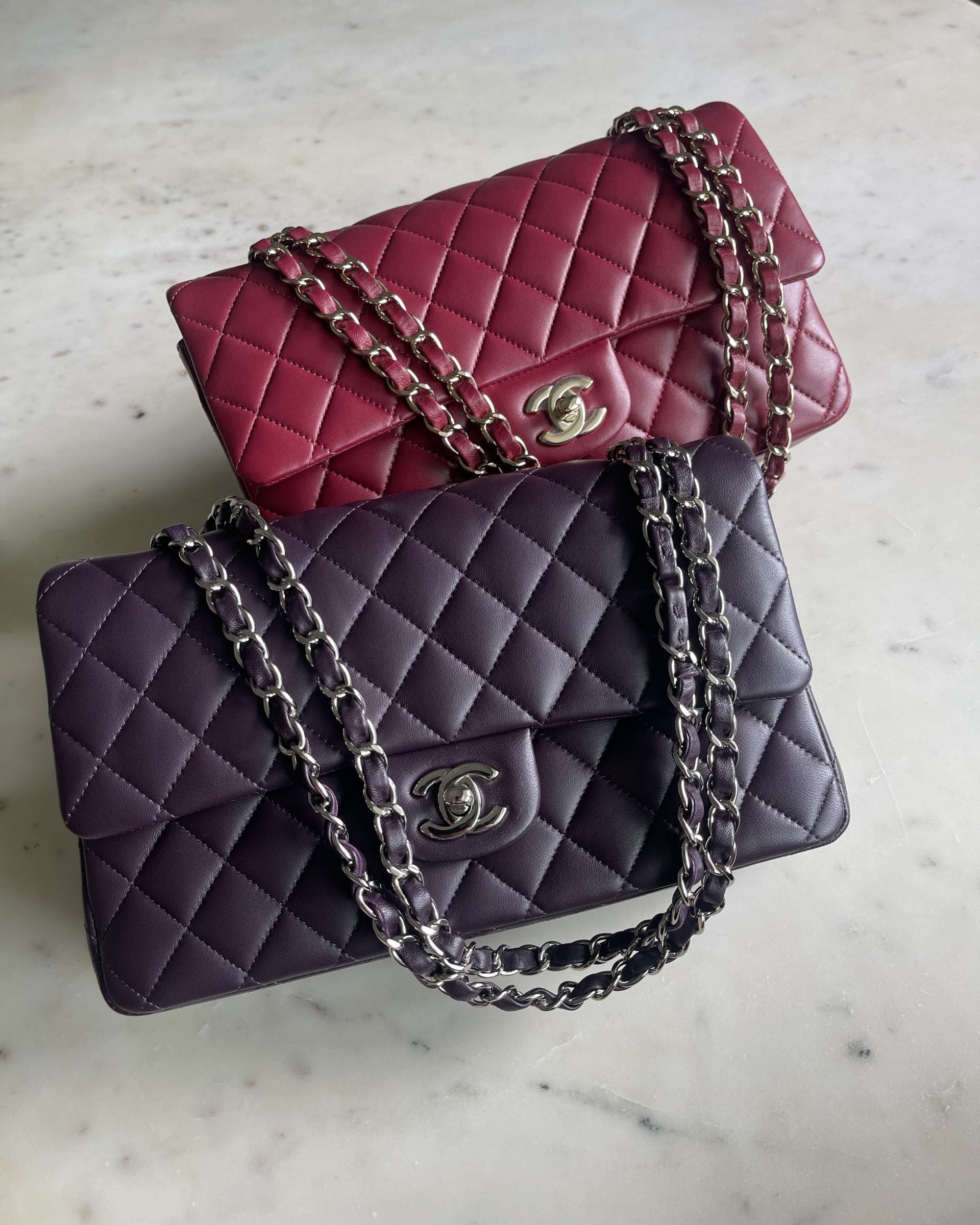 CHANEL Handbag Chanel Dark Purple Lambskin Quilted Classic Flap Medium SHW -Knockoff
