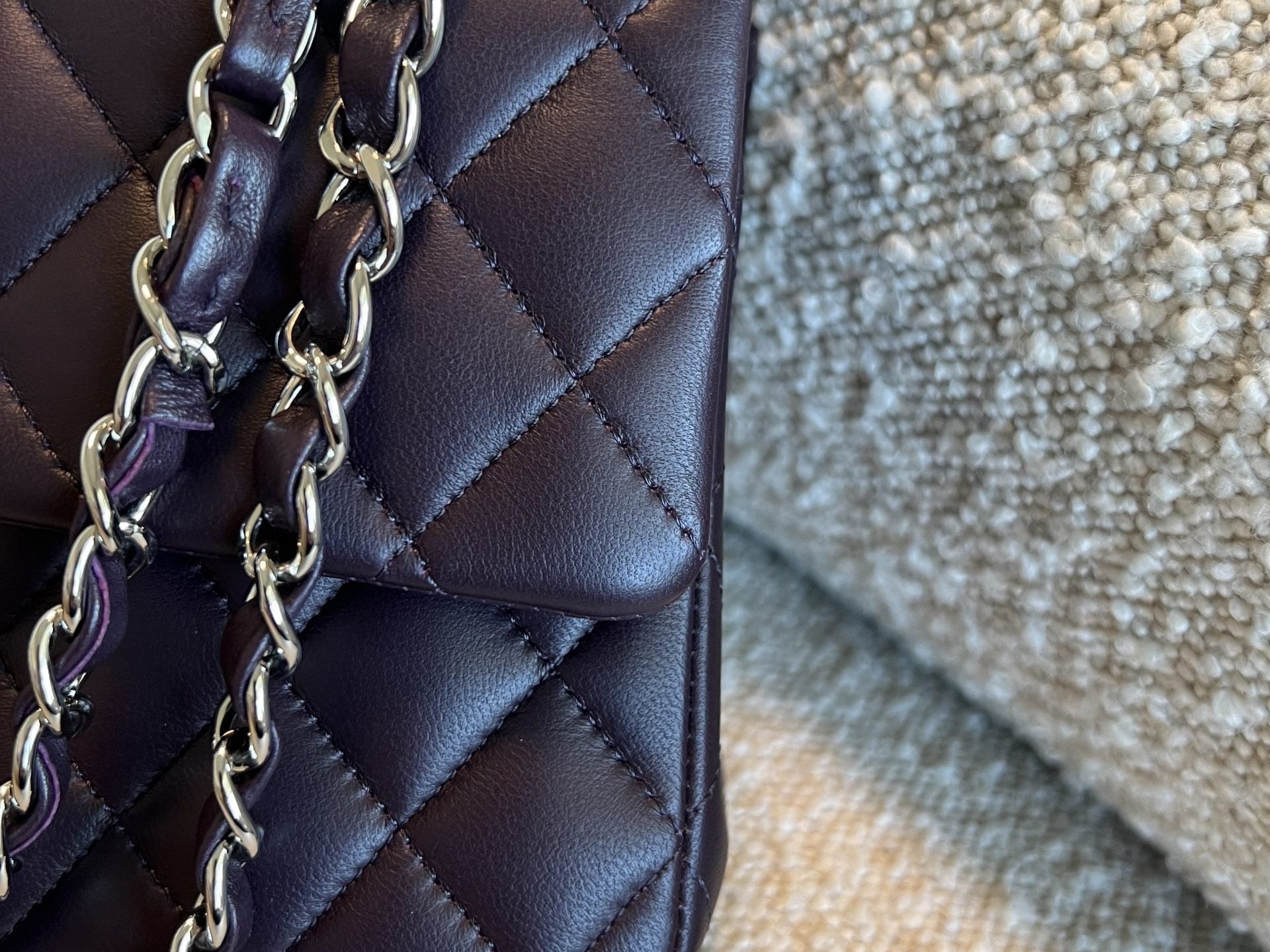 CHANEL Handbag Chanel Dark Purple Lambskin Quilted Classic Flap Medium SHW -Knockoff
