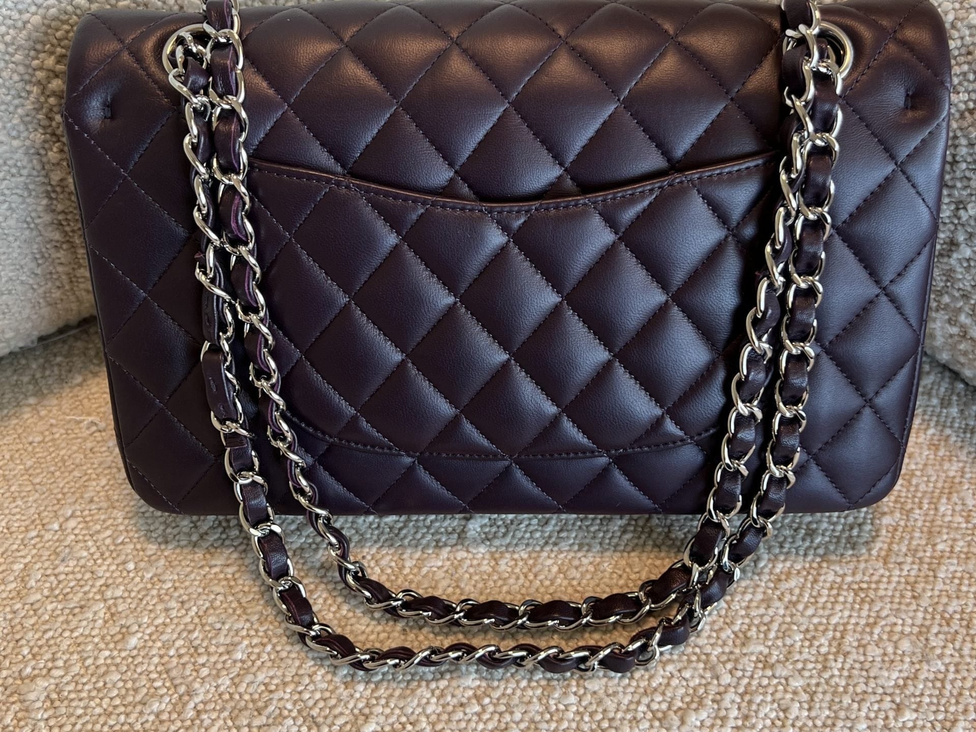 CHANEL Handbag Chanel Dark Purple Lambskin Quilted Classic Flap Medium SHW -Knockoff
