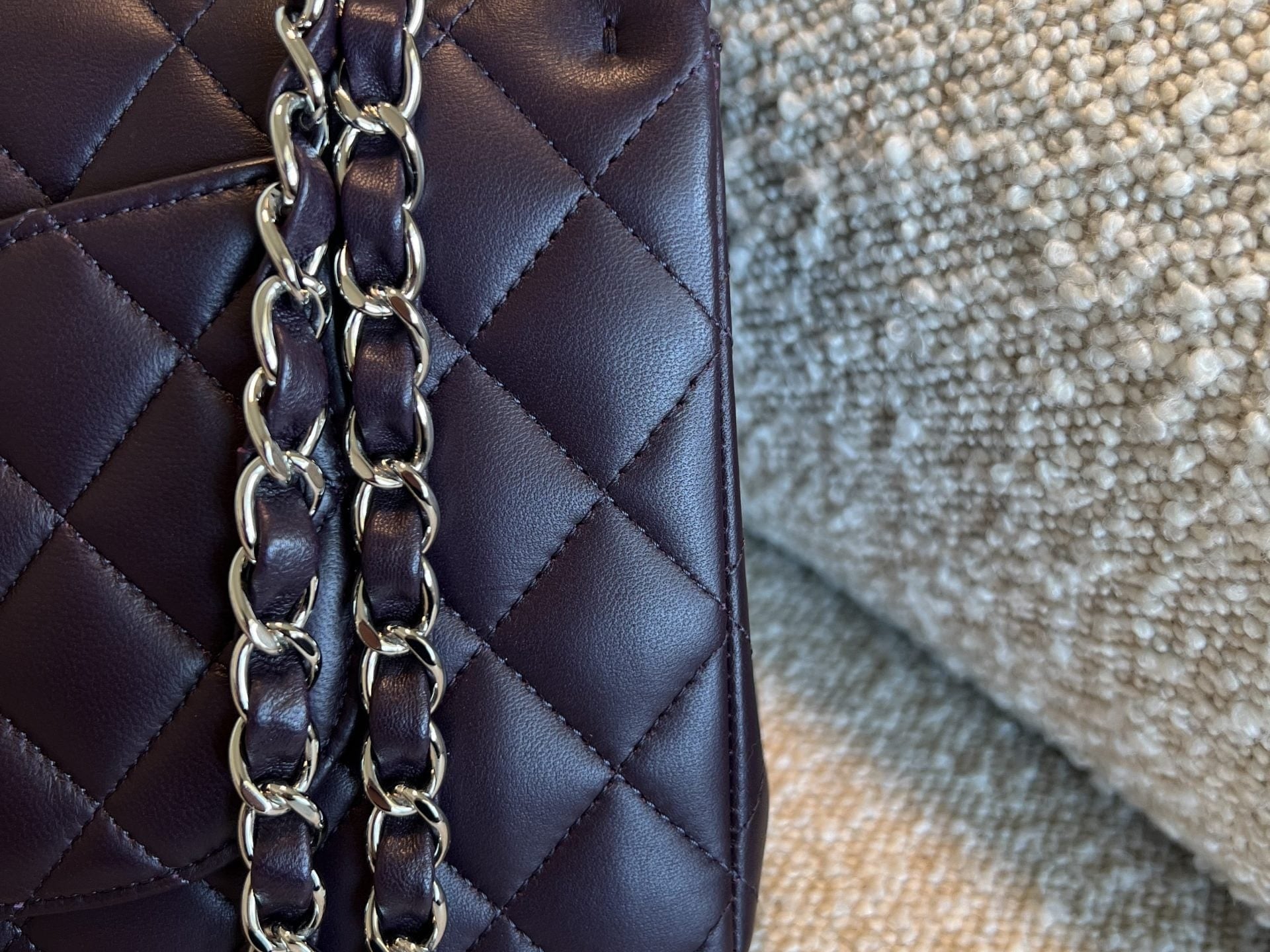 CHANEL Handbag Chanel Dark Purple Lambskin Quilted Classic Flap Medium SHW -Knockoff
