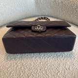 CHANEL Handbag Chanel Dark Purple Lambskin Quilted Classic Flap Medium SHW -Knockoff
