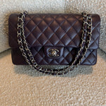 CHANEL Handbag Chanel Dark Purple Lambskin Quilted Classic Flap Medium SHW -Knockoff
