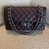 CHANEL Handbag Chanel Dark Purple Lambskin Quilted Classic Flap Medium SHW -Knockoff
