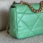 CHANEL Handbag Chanel Green Goatskin Quilted Small 19 Flap MHW -Knockoff
