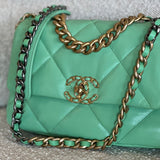 CHANEL Handbag Chanel Green Goatskin Quilted Small 19 Flap MHW -Knockoff
