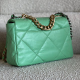 CHANEL Handbag Chanel Green Goatskin Quilted Small 19 Flap MHW -Knockoff
