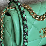 CHANEL Handbag Chanel Green Goatskin Quilted Small 19 Flap MHW -Knockoff
