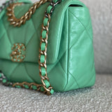 CHANEL Handbag Chanel Green Goatskin Quilted Small 19 Flap MHW -Knockoff
