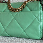 CHANEL Handbag Chanel Green Goatskin Quilted Small 19 Flap MHW -Knockoff
