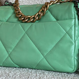 CHANEL Handbag Chanel Green Goatskin Quilted Small 19 Flap MHW -Knockoff
