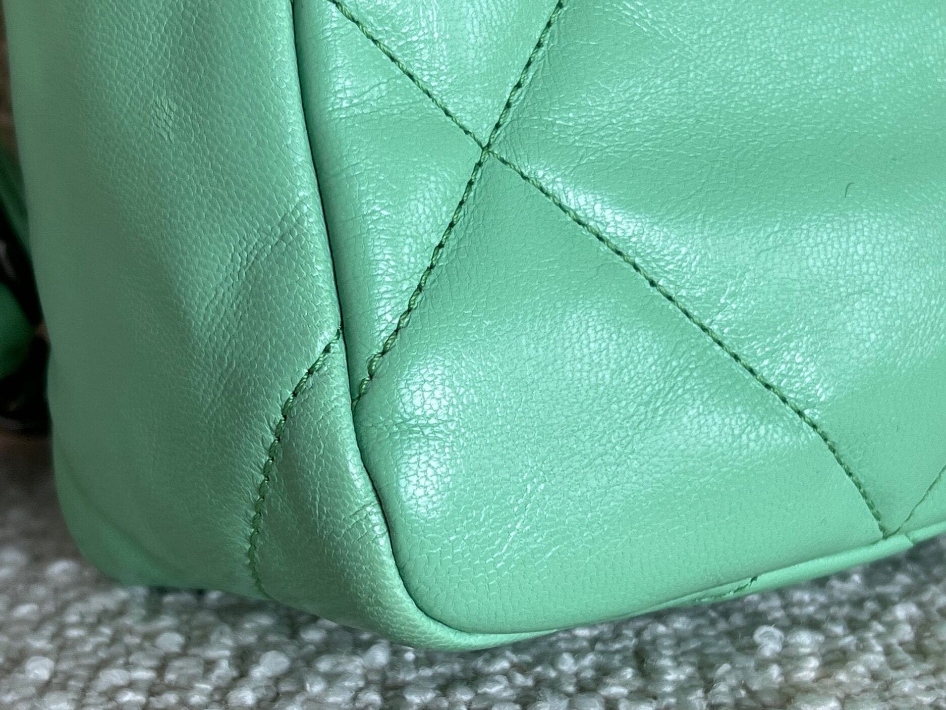 CHANEL Handbag Chanel Green Goatskin Quilted Small 19 Flap MHW -Knockoff
