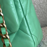 CHANEL Handbag Chanel Green Goatskin Quilted Small 19 Flap MHW -Knockoff
