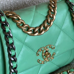 CHANEL Handbag Chanel Green Goatskin Quilted Small 19 Flap MHW -Knockoff
