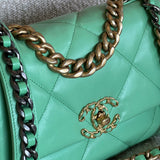 CHANEL Handbag Chanel Green Goatskin Quilted Small 19 Flap MHW -Knockoff
