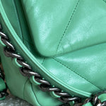 CHANEL Handbag Chanel Green Goatskin Quilted Small 19 Flap MHW -Knockoff
