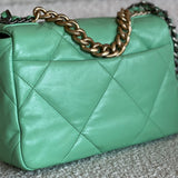 CHANEL Handbag Chanel Green Goatskin Quilted Small 19 Flap MHW -Knockoff
