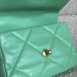 CHANEL Handbag Chanel Green Goatskin Quilted Small 19 Flap MHW -Knockoff
