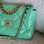 CHANEL Handbag Chanel Green Goatskin Quilted Small 19 Flap MHW -Knockoff
