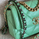 CHANEL Handbag Chanel Green Goatskin Quilted Small 19 Flap MHW -Knockoff
