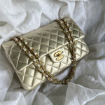 CHANEL Handbag Chanel Metallic Gold Lambskin Quilted Classic Flap Medium AGHW -Knockoff
