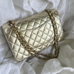 CHANEL Handbag Chanel Metallic Gold Lambskin Quilted Classic Flap Medium AGHW -Knockoff
