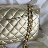 CHANEL Handbag Chanel Metallic Gold Lambskin Quilted Classic Flap Medium AGHW -Knockoff
