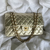 CHANEL Handbag Chanel Metallic Gold Lambskin Quilted Classic Flap Medium AGHW -Knockoff
