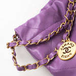 CHANEL Handbag Chanel Purple Calfskin Quilted 22 Drawstring Bag -Knockoff
