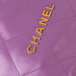 CHANEL Handbag Chanel Purple Calfskin Quilted 22 Drawstring Bag -Knockoff
