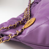 CHANEL Handbag Chanel Purple Calfskin Quilted 22 Drawstring Bag -Knockoff
