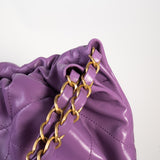 CHANEL Handbag Chanel Purple Calfskin Quilted 22 Drawstring Bag -Knockoff
