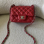 CHANEL Handbag Chanel Red Mini Square Lambskin Quilted Flap SHW -Knockoff
