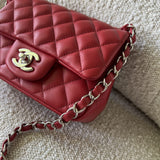 CHANEL Handbag Chanel Red Mini Square Lambskin Quilted Flap SHW -Knockoff
