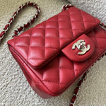 CHANEL Handbag Chanel Red Mini Square Lambskin Quilted Flap SHW -Knockoff
