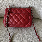 CHANEL Handbag Chanel Red Mini Square Lambskin Quilted Flap SHW -Knockoff
