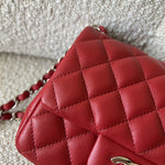 CHANEL Handbag Chanel Red Mini Square Lambskin Quilted Flap SHW -Knockoff
